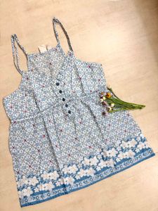 Blue Floral Print Camisole Top