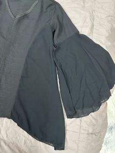 Chic Black Bell Sleeve Top