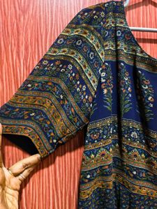 Elegant Blue Printed Maxi Dress