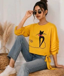 💛 :### *Title:**Mustard Sunshine Cat Graphic Crop