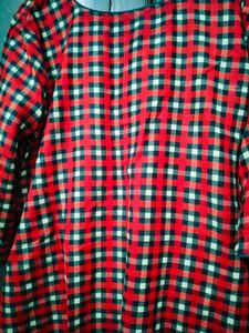 Red &amp; Black Checkered Kurta ( winter)