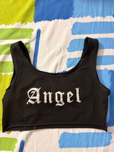Black "Angel" Crop Top