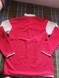 Rose pink and White Long Sleeve Rugby Shirt
