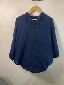 LOFT Navy Blue Sheer Blouse