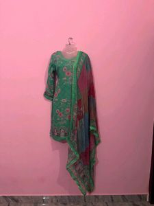 Green Floral Print Kurta