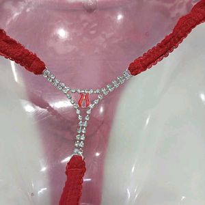🪔 Red Lace Trim Thong Panty