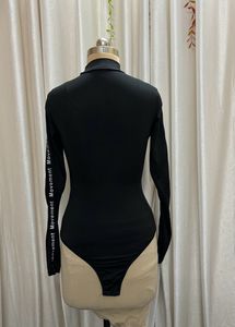 Shein Black Solid Collared Bodysuit( Women's)