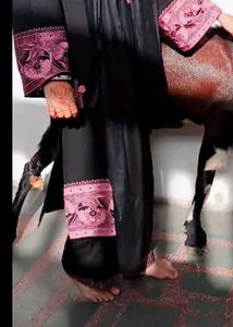 Elegant Black Kurta Set with Pink Embroidery