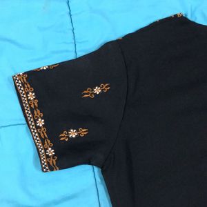 Elegant Black Embroidered Kurta ✨✨
