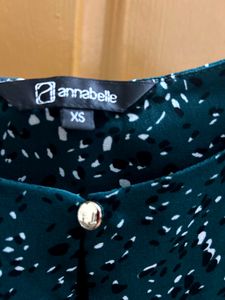 Annabelle Green Printed RoundNeck Dress+ Hip belt