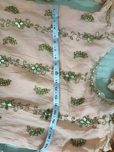 ✨ Peach Embellished Party Kurti( suit)