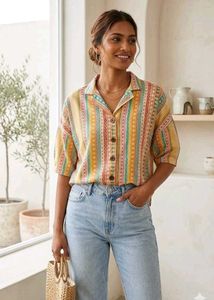 Boho Striped Button-Up shirt