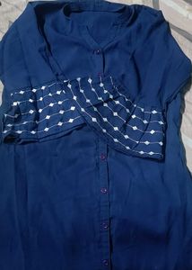 Stylish Navy Blue short Kurti with Accents