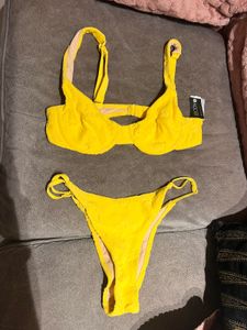 Bright Yellow Textured Bikini Set