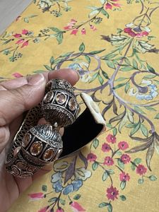 Oxidized Kundan Kada bracelet