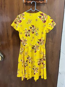 Yellow Floral Wrap Dress