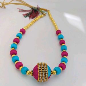 Silk Thread Necklace &amp; Earring Set