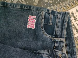 Blue Cargo Jeans with Patches