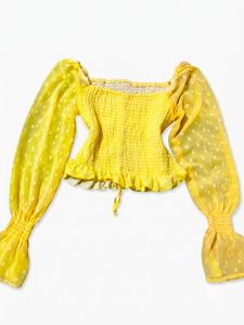 Chic Yellow Puff Sleeve Top