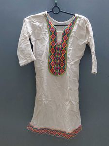 Embroidered Cream Kurta