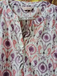 125.Pink &amp; Purple Ikat Print Kurta
