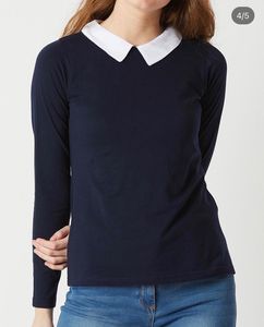 Navy blue Peter Pan Collar Top, fits S size.