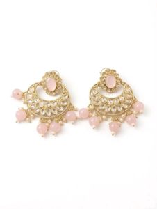 Elegant Pink Stone Dangle Earrings