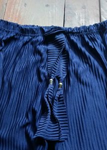 Blue Pleated Palazzo Pants