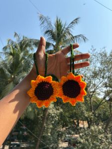 Handmade Crochet Sunflower bag charm