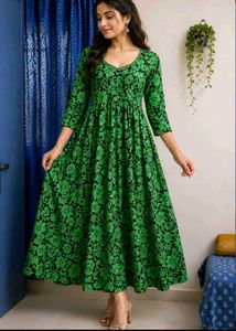 Elegant Green Floral Gown