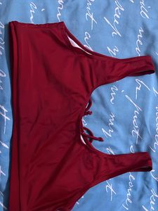 Stunning Red Lace-Up Bikini Top