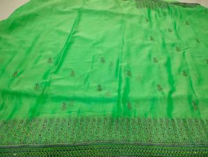 Vibrant Green Embroidered Saree