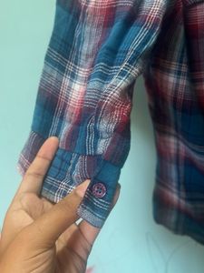 Stylish Plaid Button-Up Shirt ( Lee copper )