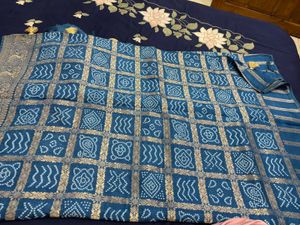 Beautiful Teal Bandhani Saree