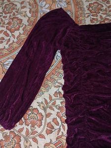 Purple Velvet Ruched Mini Dress