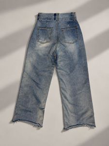 Light Wash Ripped Wide Leg Jeans