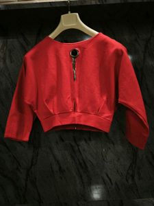 Red Cropped Top with Zipper Detail