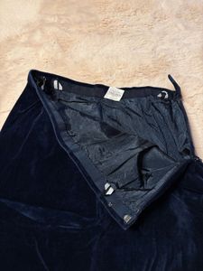Navy Velvet Midi Skirt