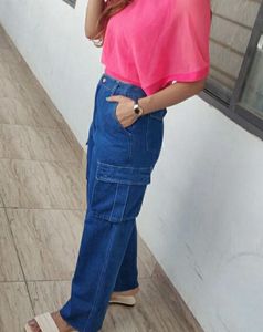 Blue Denim Cargo Pants