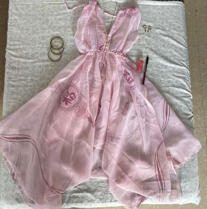 y2k Beautiful Pink Ethnic Gown