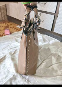 Stylish Studded Tan Handbag
