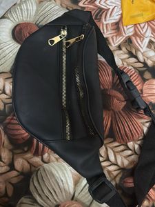 Black Faux Leather Waist Bag