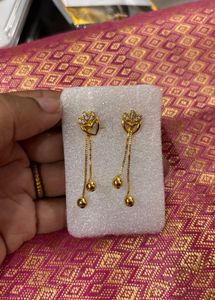 Elegant Gold Plated & Diamond Drop Earrings