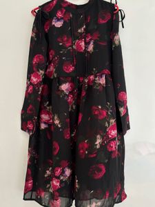 Black Floral Print Dress