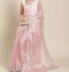 Brand New BOLLYWOOD SLIVER SEQUENCE LACE SAREE
