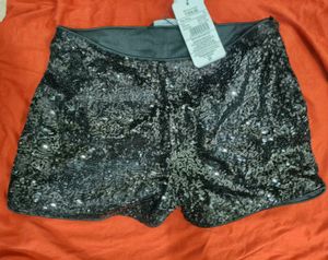 Shein sequined mini hot pants with side zip