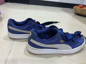 Puma Blue Polka Dot Ribbon Sneakers