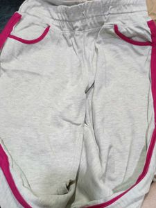 Comfortable Grey Sweatpants with Pink Trim
