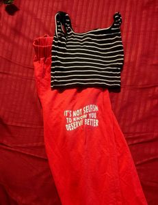 COMBO ALERT🍒 Red Sweatpants n strips top