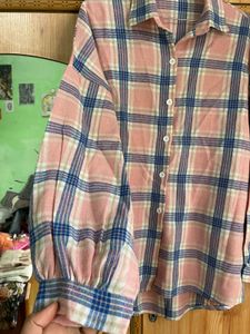 Pink Plaid Button-Up Shirt